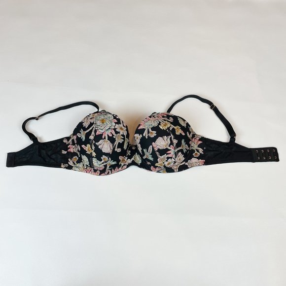 NWOT Victoria's Secret Bra 32DD Dream Angels Lined Demi Black Floral - Picture 2 of 8